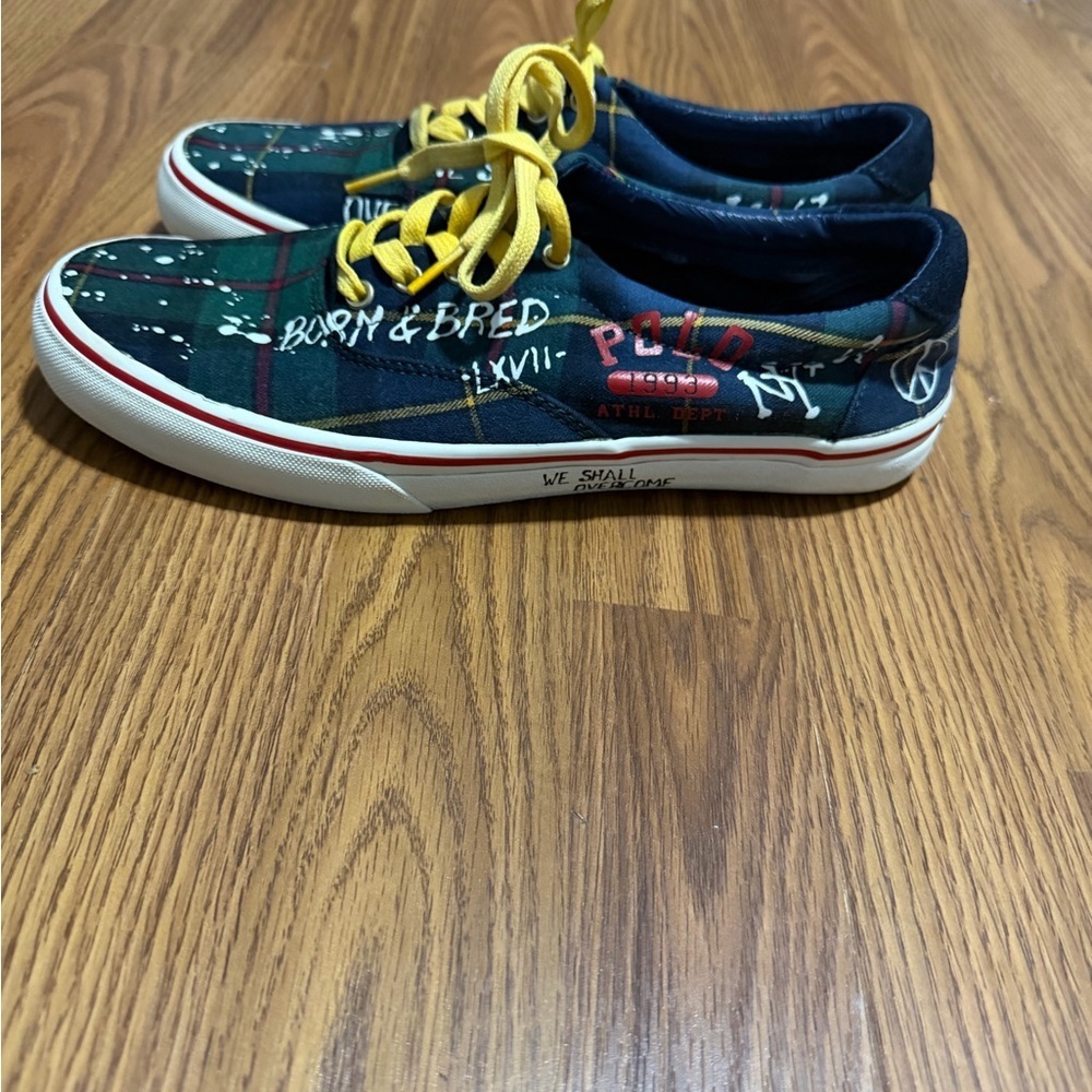 Polo Ralph Lauren Men's Tartan Graffiti Thorton Sneakers Size 8.5
